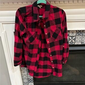 Maurices Red and Black Checkered Shirt